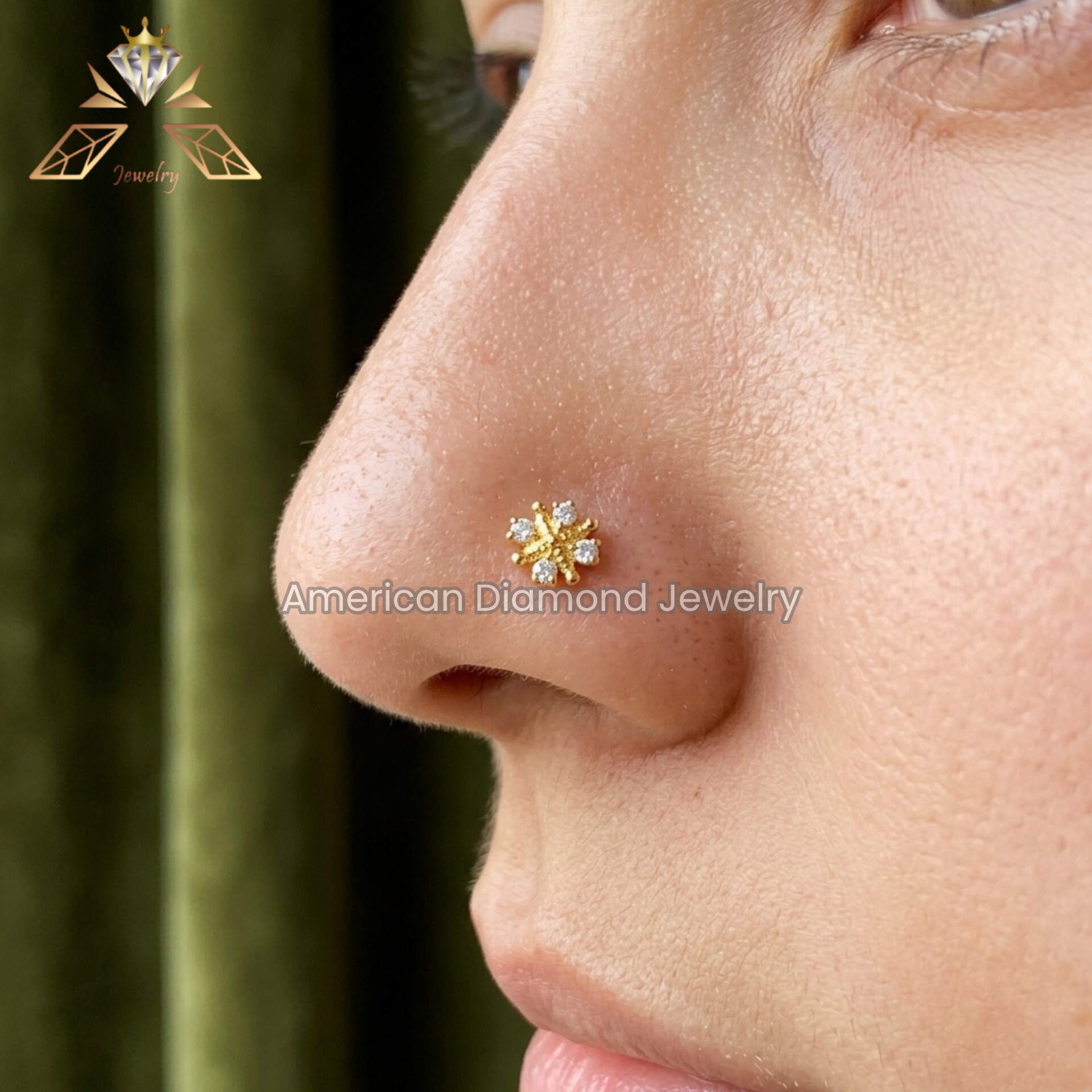 American Diamond 4stone Snowflake nosepin
