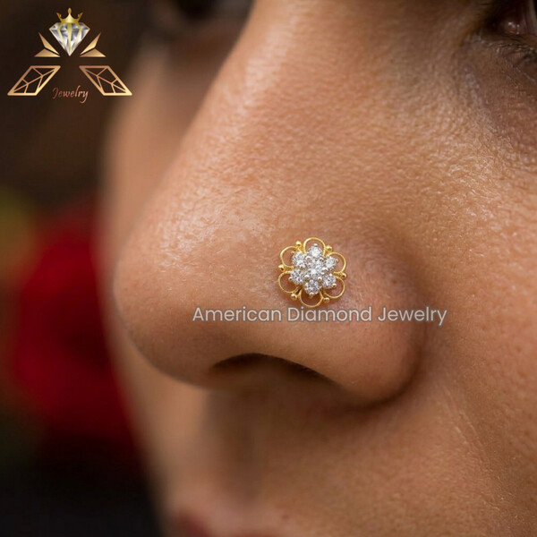 American Diamond 7stone stylish flower Nosepin