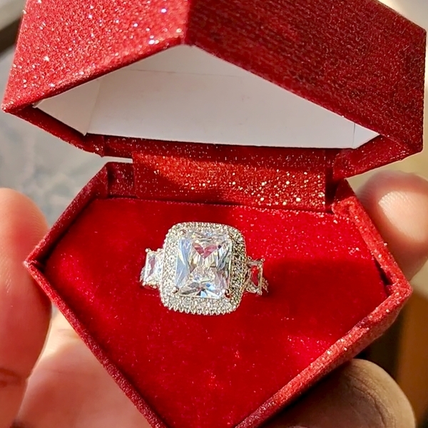 American Diamond Retro Square Wedding ring